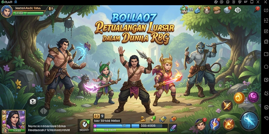 Screenshot permainan BOLA07 menampilkan pertarungan RPG yang seru.