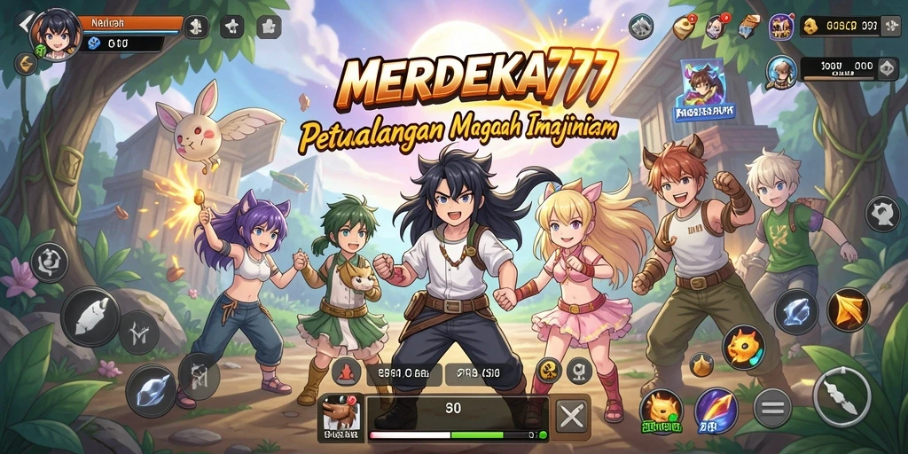Screenshot gameplay MERDEKA777 menampilkan karakter anime yang beraksi.