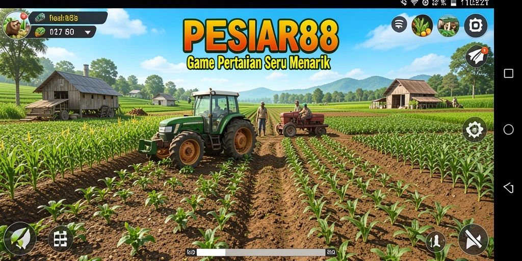 Screenshot gameplay PESIAR88 dengan aktivitas bertani yang seru.