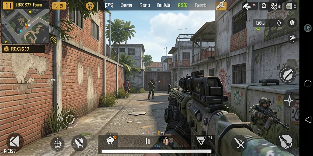Tangkapan layar RICIS77 menampilkan aksi seru dalam pertempuran FPS.