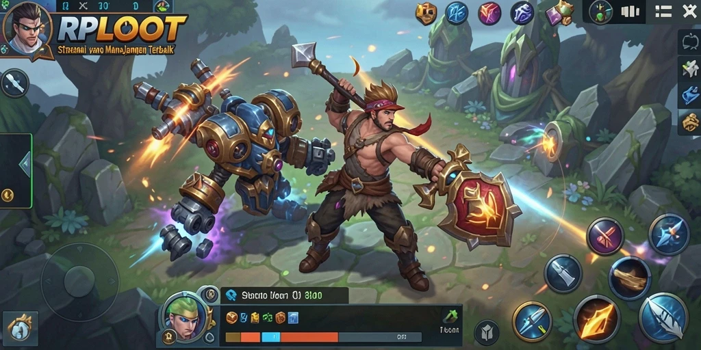 Screenshot dari gameplay RPLOOT yang menampilkan aksi strategi yang intens.